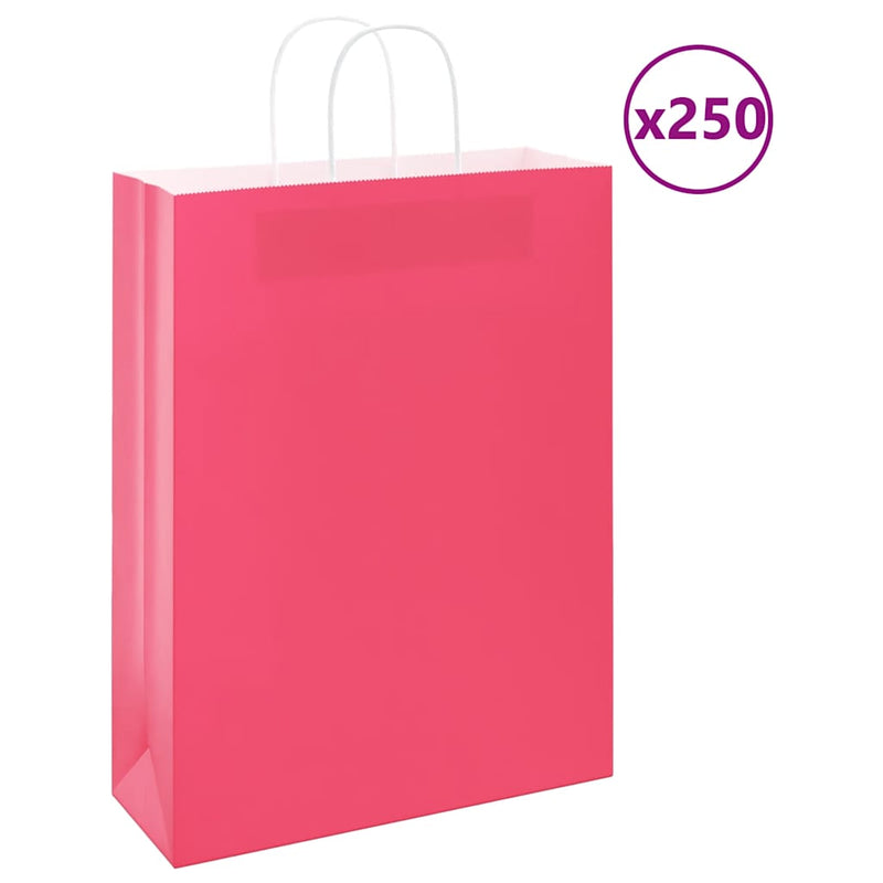 Afbeelding laden in galerijviewer, Vidaxl papieren zakken 250 st met hengsels 32x12x42 cm roze