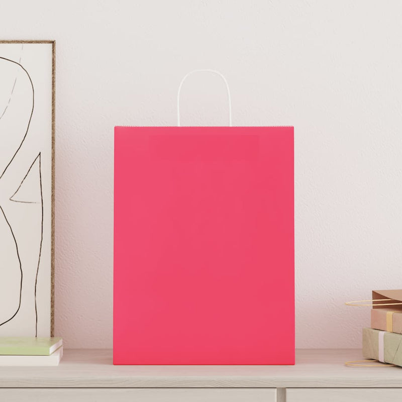 Afbeelding laden in galerijviewer, Vidaxl papieren zakken 250 st met hengsels 32x12x42 cm roze