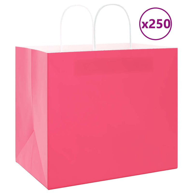 Afbeelding laden in galerijviewer, Vidaxl papieren zakken 250 st met hengsels 32x22x28 cm roze