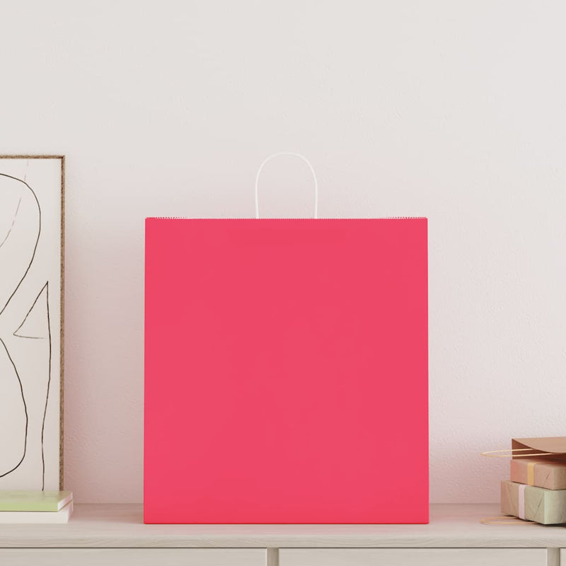 Afbeelding laden in galerijviewer, Vidaxl papieren zakken 250 st met hengsels 45x17x48 cm roze