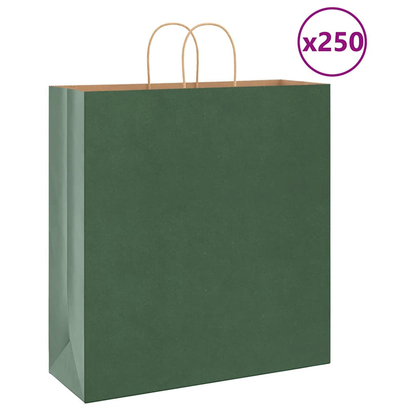 Afbeelding laden in galerijviewer, Vidaxl papieren zakken 250 st met hengsels 45x17x48 cm groen