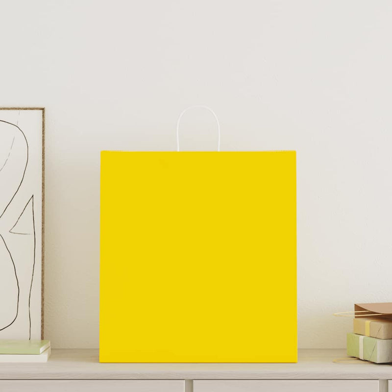 Chargez l'image dans la visionneuse de la galerie, Vidaxl papieren zakken 50 st met hengsels 45x17x48 cm geel