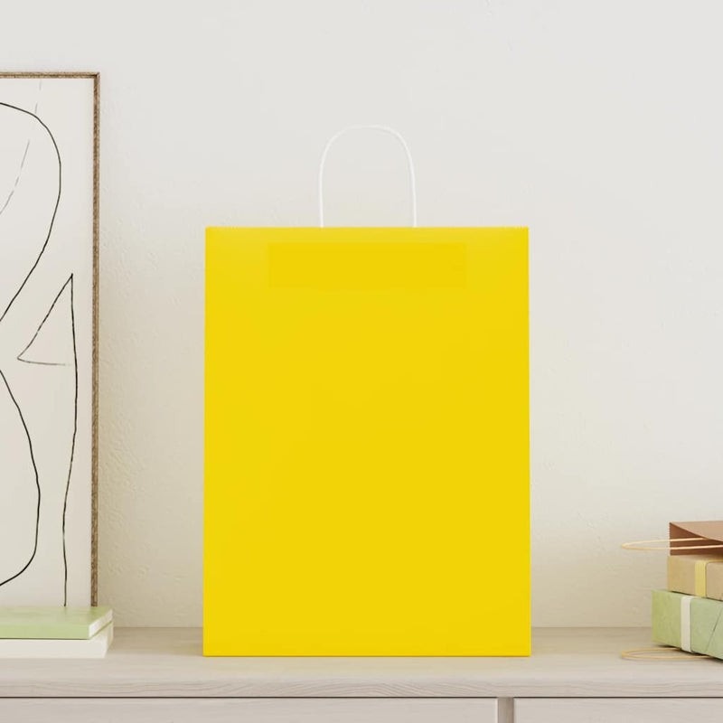 Afbeelding laden in galerijviewer, Vidaxl papieren zakken 250 st met hengsels 32x12x42 cm geel