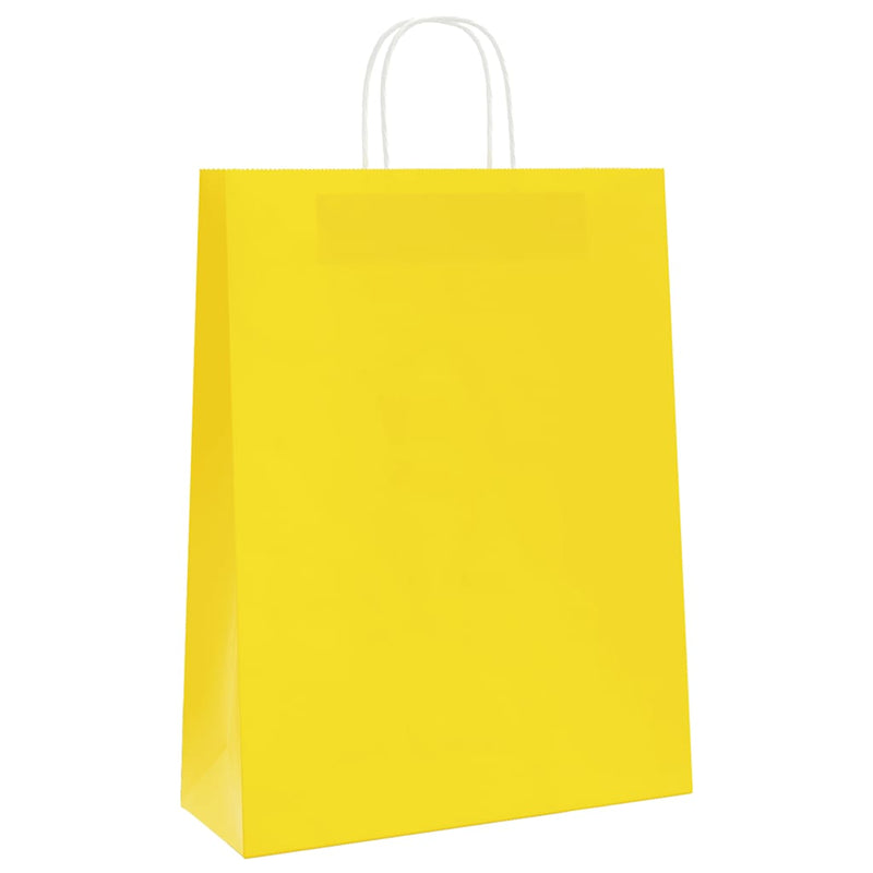 Afbeelding laden in galerijviewer, Vidaxl papieren zakken 250 st met hengsels 32x12x42 cm geel