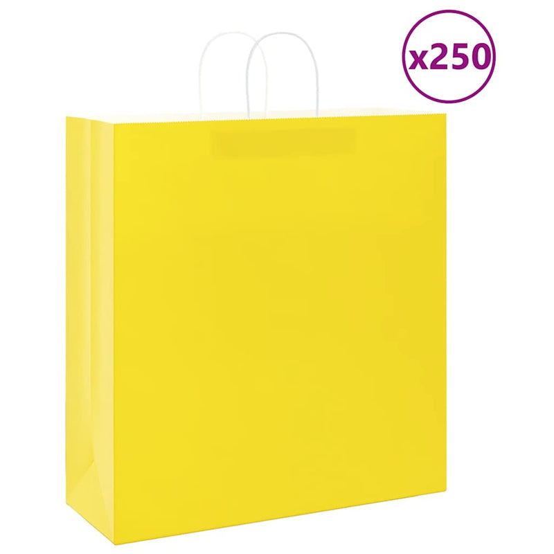 Afbeelding laden in galerijviewer, Vidaxl papieren zakken 250 st met hengsels 45x17x48 cm geel