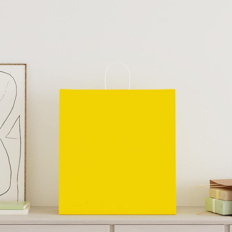 Afbeelding laden in galerijviewer, Vidaxl papieren zakken 250 st met hengsels 45x17x48 cm geel