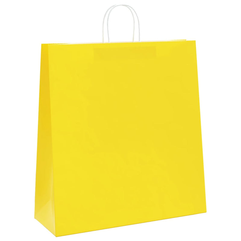 Afbeelding laden in galerijviewer, Vidaxl papieren zakken 250 st met hengsels 45x17x48 cm geel