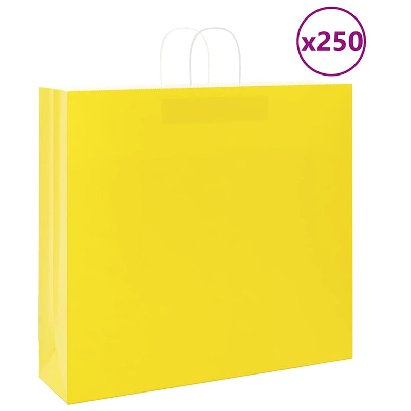 Afbeelding laden in galerijviewer, Vidaxl papieren zakken 250 st met hengsels 54x15x49 cm geel
