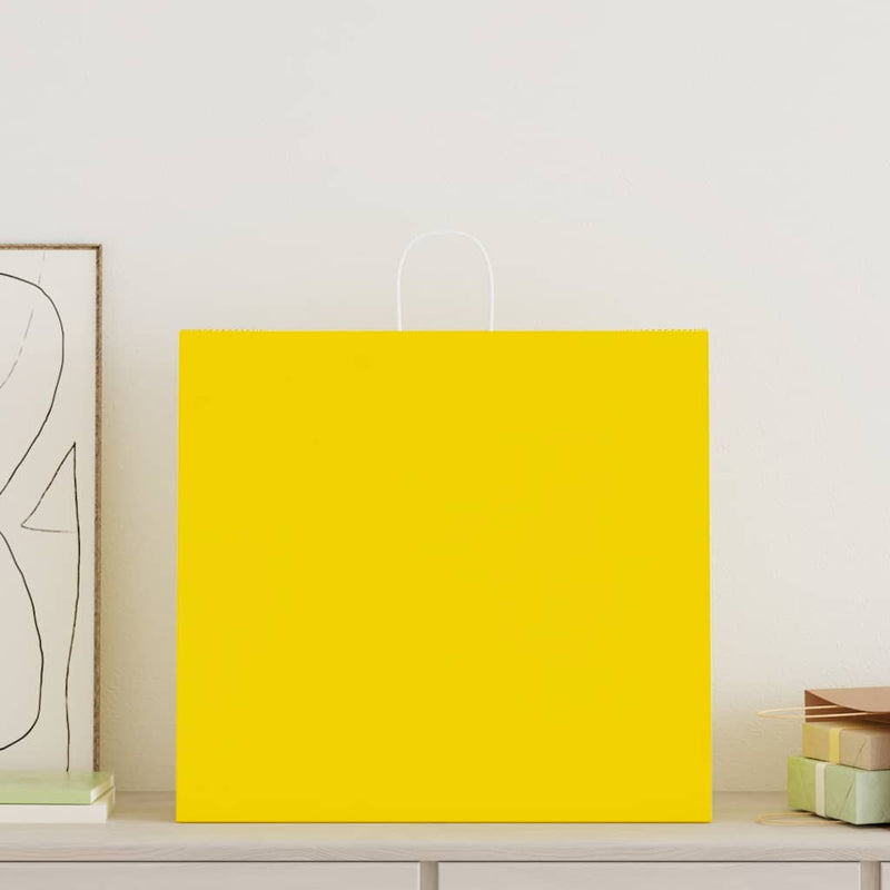 Afbeelding laden in galerijviewer, Vidaxl papieren zakken 250 st met hengsels 54x15x49 cm geel