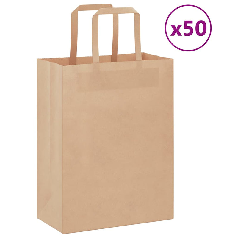 Afbeelding laden in galerijviewer, Vidaxl papieren zakken 50 st met hengsels 21x11x28 cm bruin