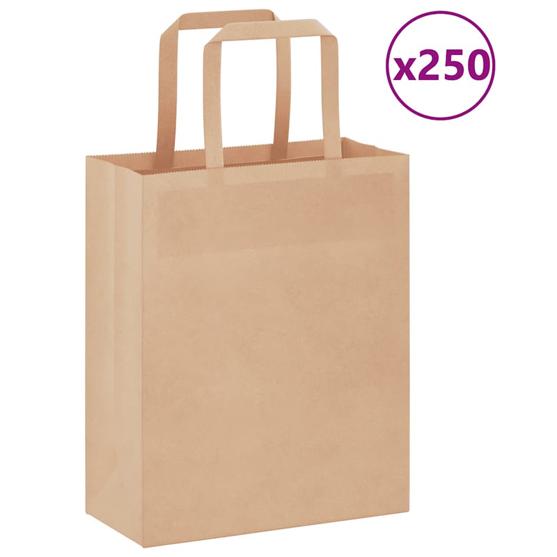 Afbeelding laden in galerijviewer, Vidaxl papieren zakken 250 st met hengsels 18x8x22 cm bruin