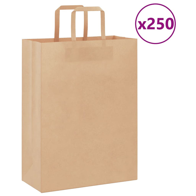 Afbeelding laden in galerijviewer, Vidaxl papieren zakken 250 st met hengsels 26x12x35 cm bruin