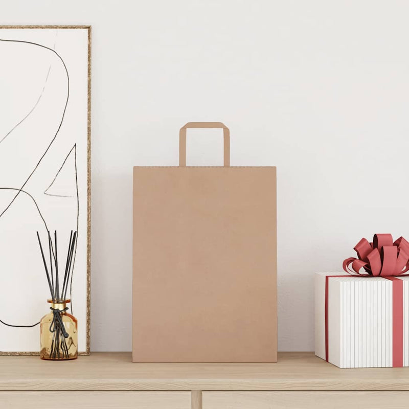 Afbeelding laden in galerijviewer, Vidaxl papieren zakken 250 st met hengsels 26x12x35 cm bruin