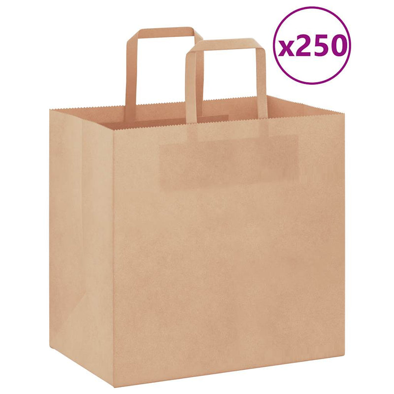 Afbeelding laden in galerijviewer, Vidaxl papieren zakken 250 st met hengsels 26x17x25 cm bruin