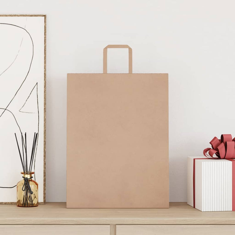 Afbeelding laden in galerijviewer, Vidaxl papieren zakken 250 st met hengsels 32x12x42 cm bruin