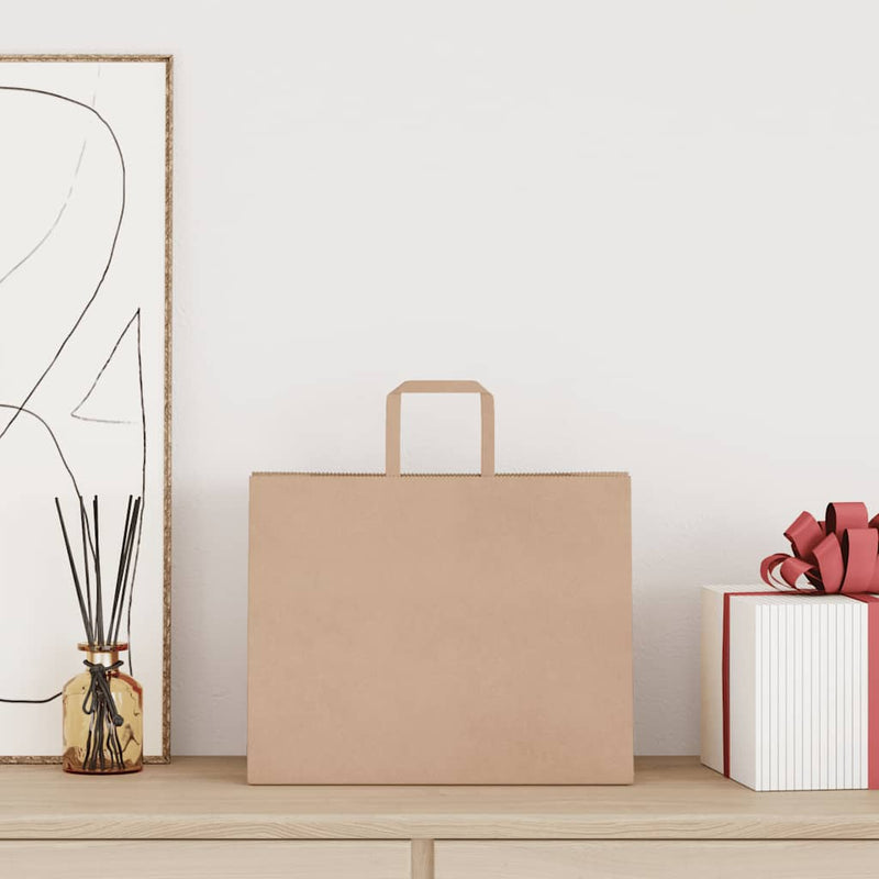 Afbeelding laden in galerijviewer, Vidaxl papieren zakken 250 st met hengsels 32x22x24 cm bruin