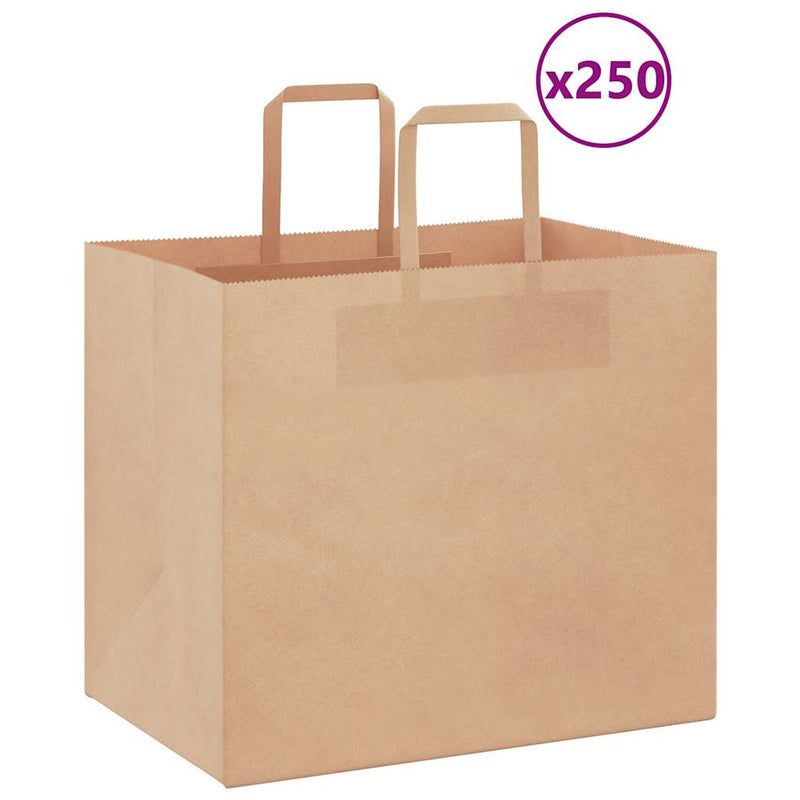 Afbeelding laden in galerijviewer, Vidaxl papieren zakken 250 st met hengsels 32x22x28 cm bruin