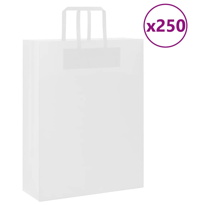 Afbeelding laden in galerijviewer, Vidaxl papieren zakken 250 st met hengsels 32x12x42 cm wit