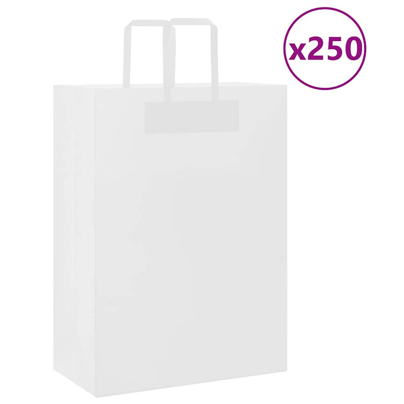 Afbeelding laden in galerijviewer, Vidaxl papieren zakken 250 st met hengsels 32x17x44 cm wit