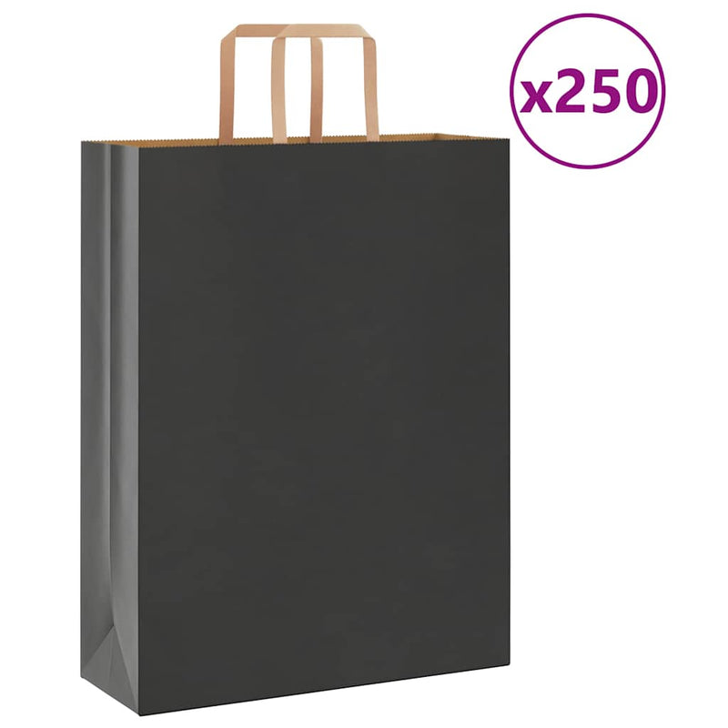 Afbeelding laden in galerijviewer, Vidaxl papieren zakken 250 st met hengsels 32x12x42 cm zwart