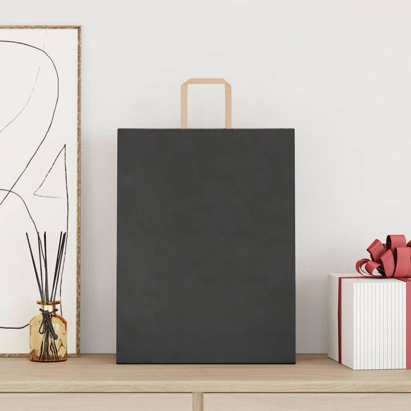 Afbeelding laden in galerijviewer, Vidaxl papieren zakken 250 st met hengsels 32x12x42 cm zwart
