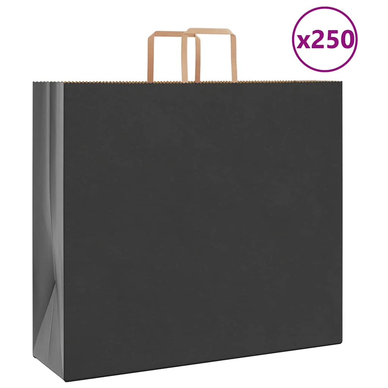 Afbeelding laden in galerijviewer, Vidaxl papieren zakken 250 st met hengsels 54x15x49 cm zwart