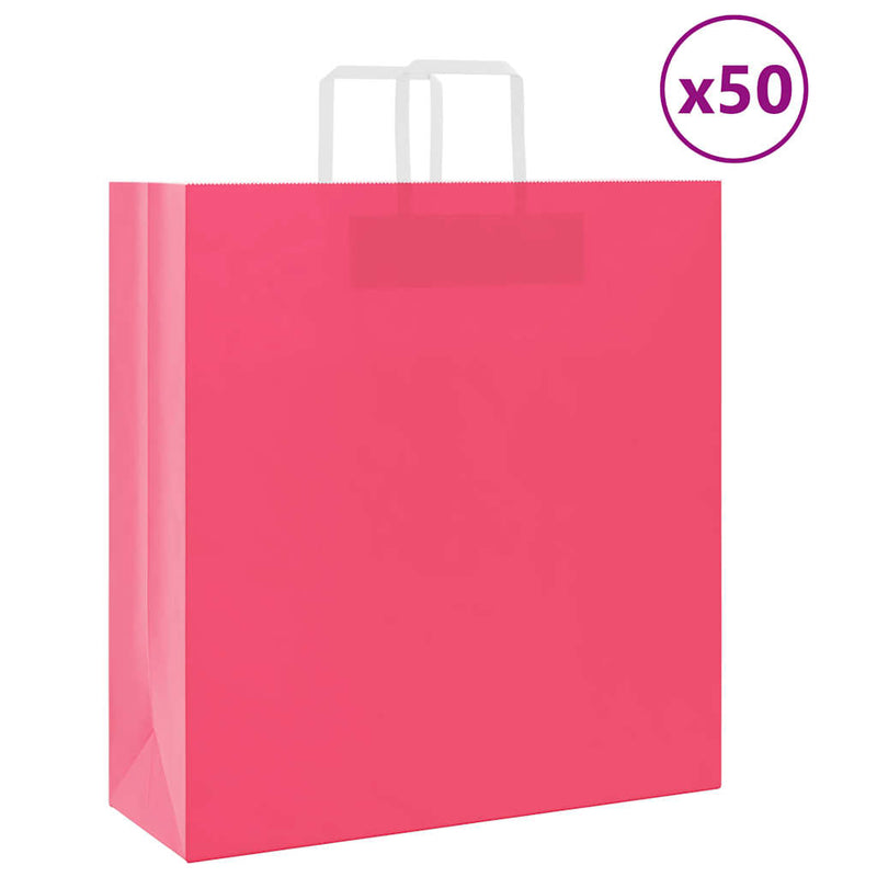 Afbeelding laden in galerijviewer, Vidaxl papieren zakken 50 st met hengsels 45x17x48 cm roze