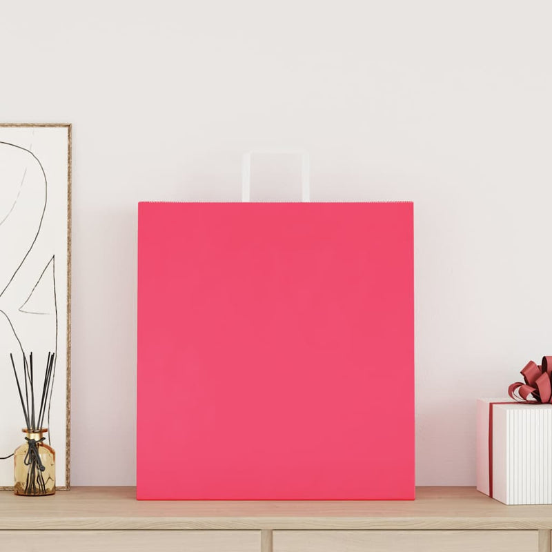 Afbeelding laden in galerijviewer, Vidaxl papieren zakken 50 st met hengsels 45x17x48 cm roze