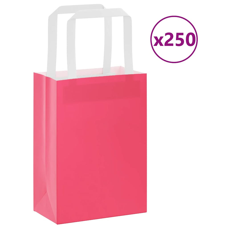 Afbeelding laden in galerijviewer, Vidaxl papieren zakken 250 st met hengsels 15x8x21 cm roze