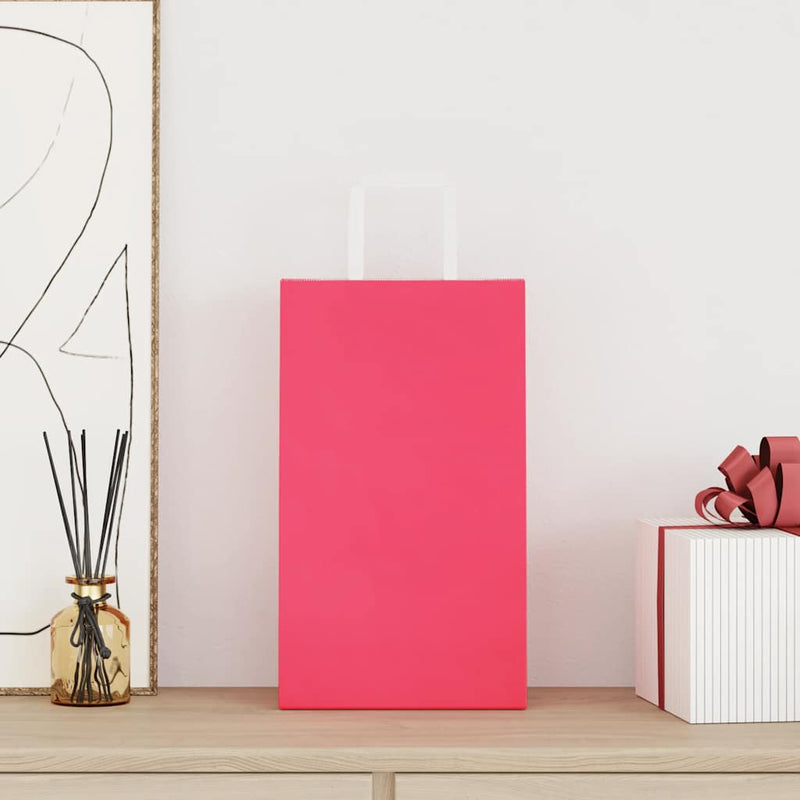 Afbeelding laden in galerijviewer, Vidaxl papieren zakken 250 st met hengsels 21x11x36 cm roze