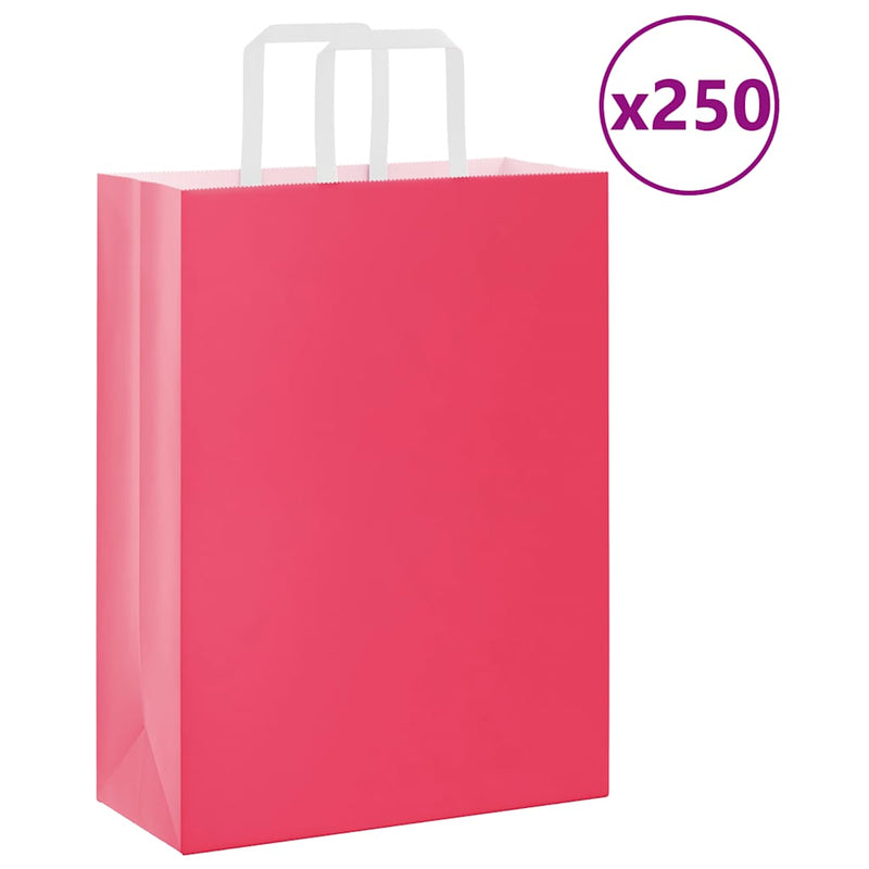 Afbeelding laden in galerijviewer, Vidaxl papieren zakken 250 st met hengsels 26x12x35 cm roze
