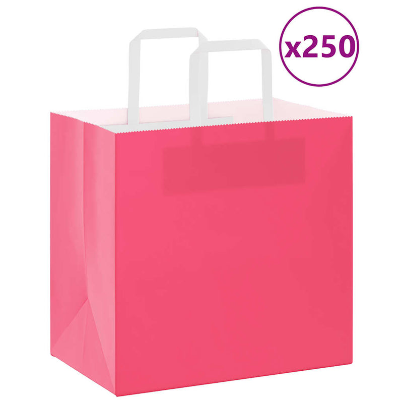 Afbeelding laden in galerijviewer, Vidaxl papieren zakken 250 st met hengsels 26x17x25 cm roze