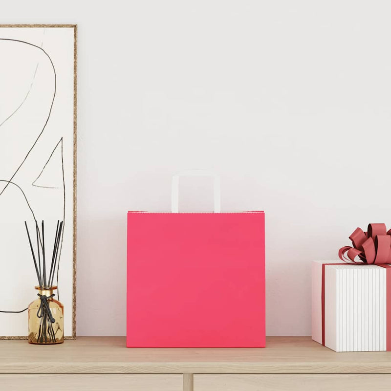 Afbeelding laden in galerijviewer, Vidaxl papieren zakken 250 st met hengsels 26x17x25 cm roze