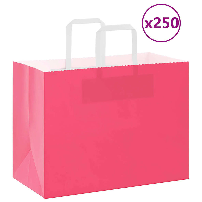Afbeelding laden in galerijviewer, Vidaxl papieren zakken 250 st met hengsels 32x17x25 cm roze