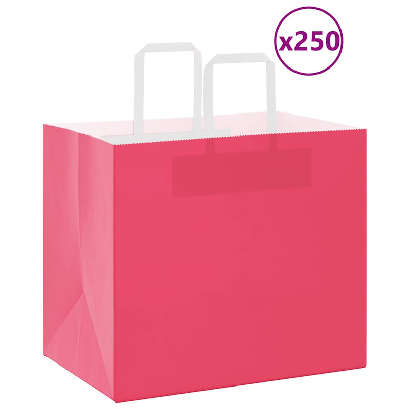 Afbeelding laden in galerijviewer, Vidaxl papieren zakken 250 st met hengsels 32x22x28 cm roze