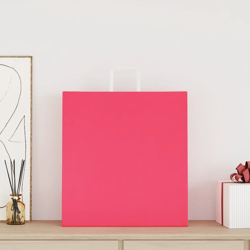 Afbeelding laden in galerijviewer, Vidaxl papieren zakken 250 st met hengsels 45x17x48 cm roze
