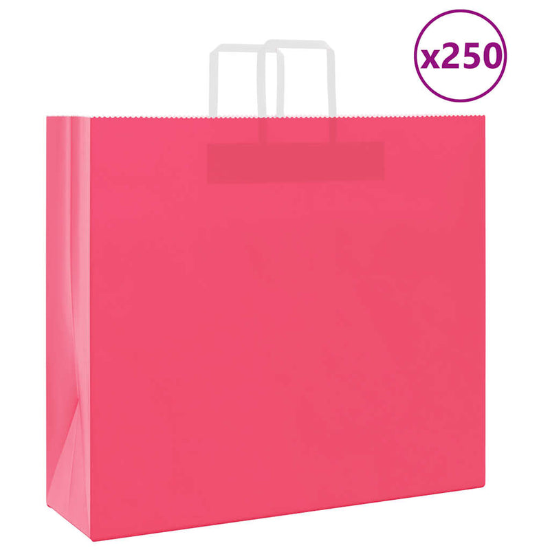 Afbeelding laden in galerijviewer, Vidaxl papieren zakken 250 st met hengsels 54x15x49 cm roze