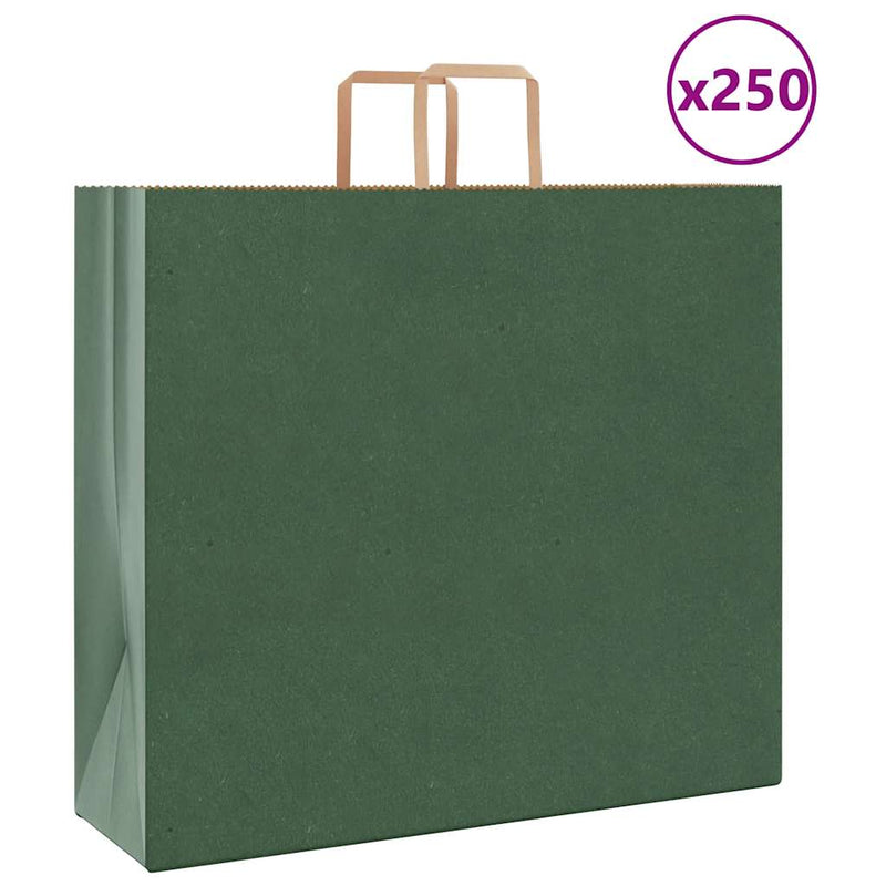 Afbeelding laden in galerijviewer, Vidaxl papieren zakken 250 st met hengsels 54x15x49 cm groen