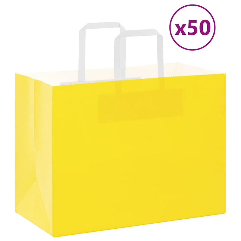 Afbeelding laden in galerijviewer, Vidaxl papieren zakken 50 st met hengsels 32x17x25 cm geel