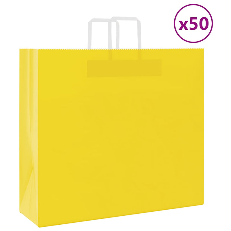 Afbeelding laden in galerijviewer, Vidaxl papieren zakken 50 st met hengsels 54x15x49 cm geel