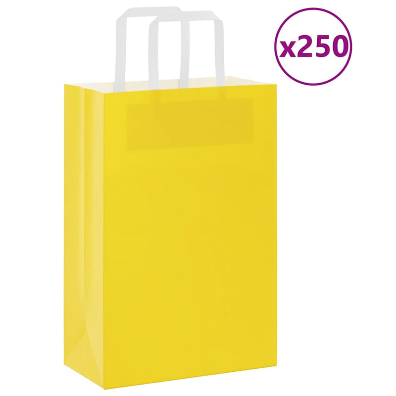 Afbeelding laden in galerijviewer, Vidaxl papieren zakken 250 st met hengsels 21x11x31 cm geel