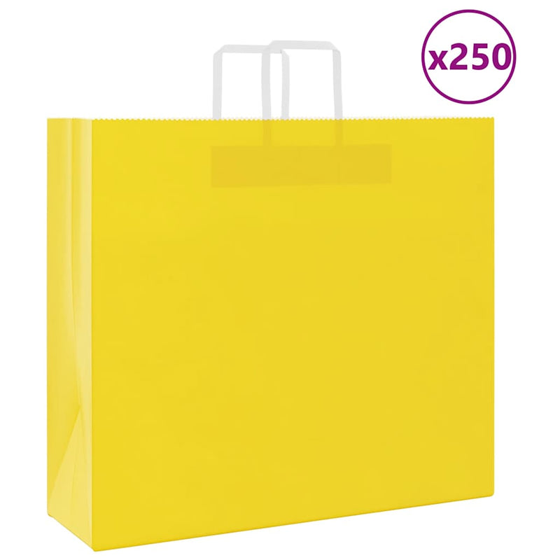 Afbeelding laden in galerijviewer, Vidaxl papieren zakken 250 st met hengsels 54x15x49 cm geel