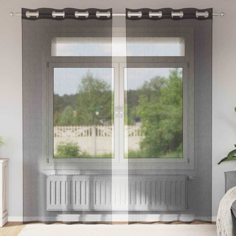 ギャラリービューアに画像をロードする, Vidaxl gordijnen voile met doorvoertules 2 st 140x245 cm zwart
