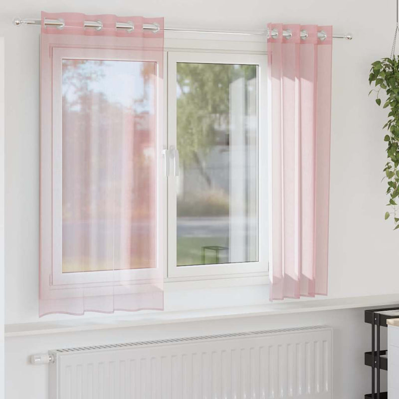 ギャラリービューアに画像をロードする, Vidaxl gordijnen voile met doorvoertules 2 st 140x140 cm lichtroze
