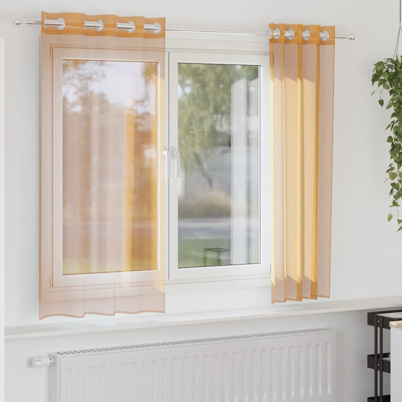 ギャラリービューアに画像をロードする, Vidaxl gordijnen voile met doorvoertules 2 st 140x175 cm oranje