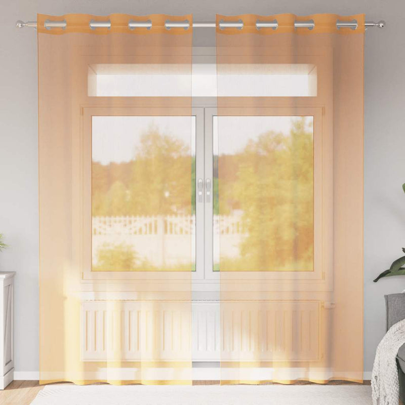 Afbeelding laden in galerijviewer, Vidaxl gordijnen met doorvoertules 2 st 140x225 cm oranje
