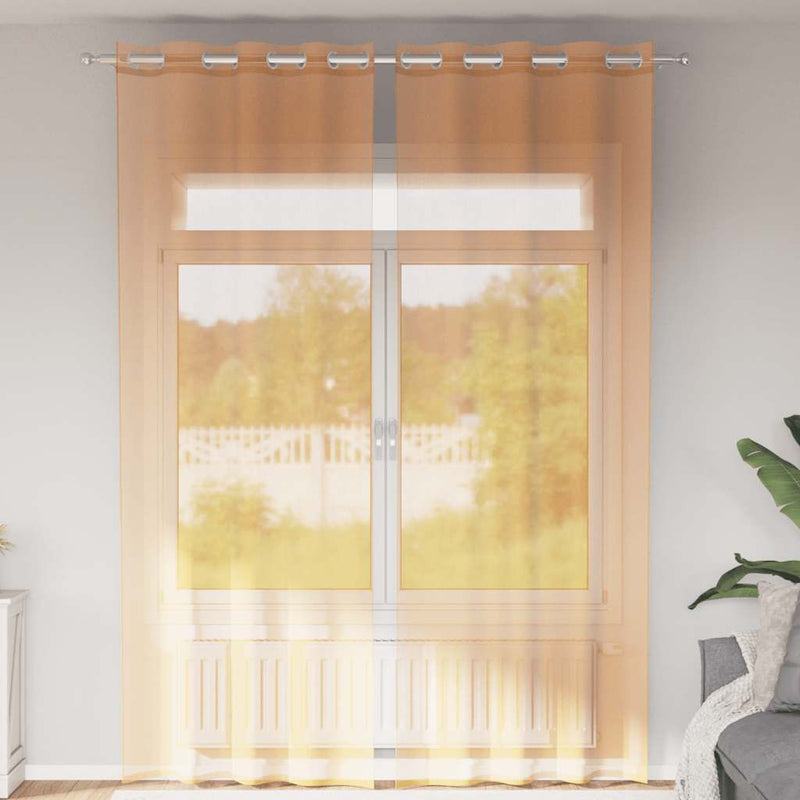 Afbeelding laden in galerijviewer, Vidaxl gordijnen voile met doorvoertules 2 st 140x260 cm oranje