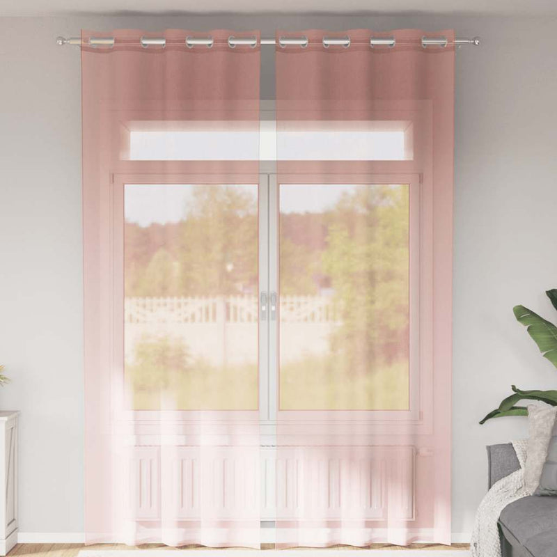 Afbeelding laden in galerijviewer, Vidaxl gordijnen voile met doorvoertules 2 st 140x260 cm roze