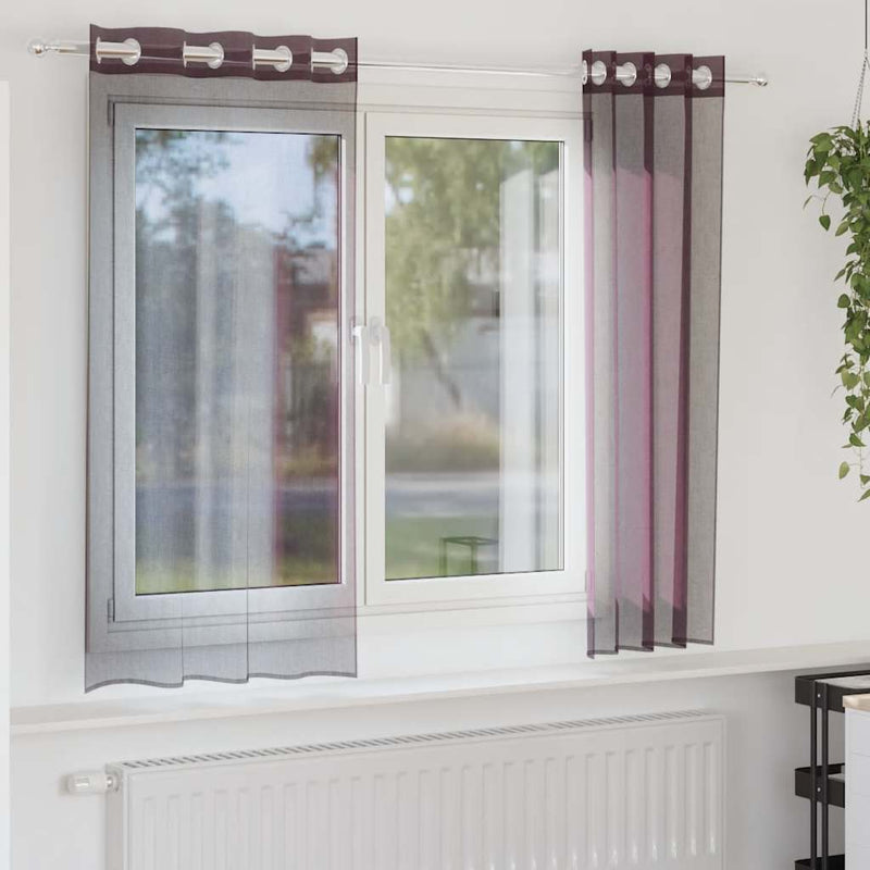 Afbeelding laden in galerijviewer, Vidaxl gordijnen voile met doorvoertules 2 st 140x175 cm paars