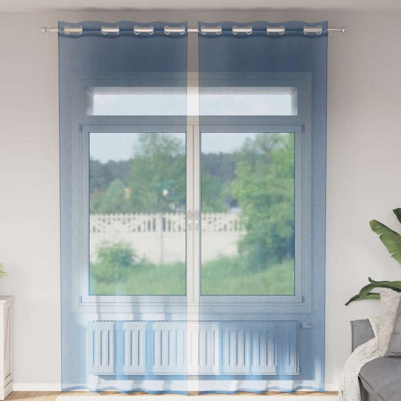 ギャラリービューアに画像をロードする, Vidaxl gordijnen voile met doorvoertules 2 st koningsblauw